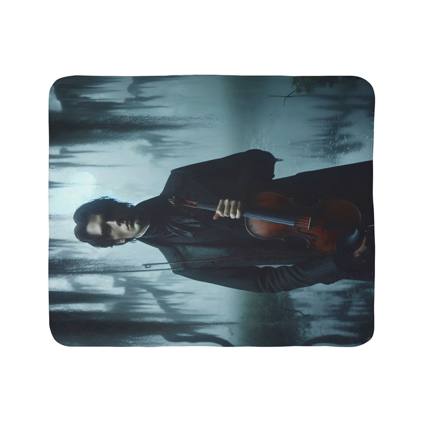 Mysterious violinist Fleece Sherpa Blanket