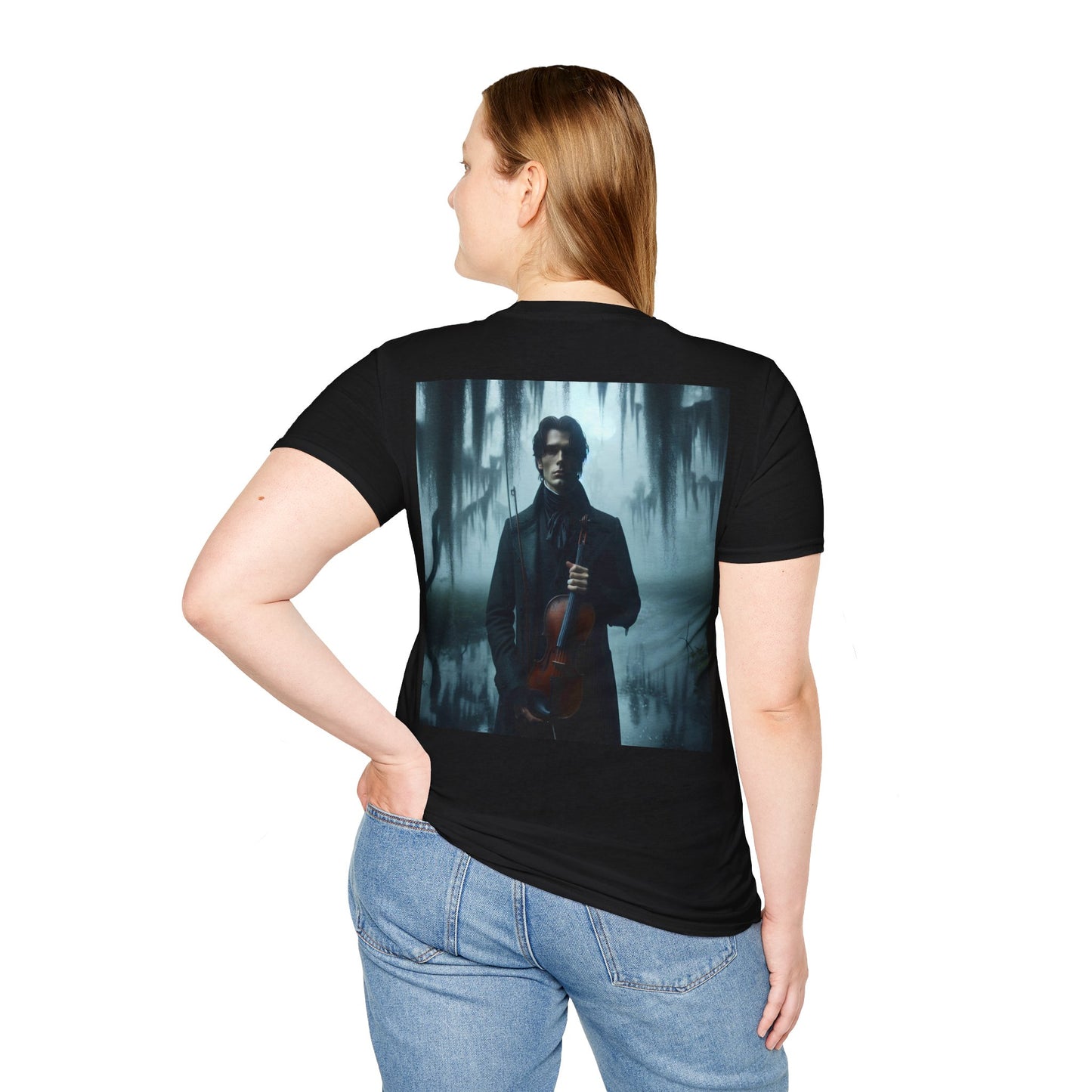 Mysterious violinist Unisex Softstyle T-Shirt