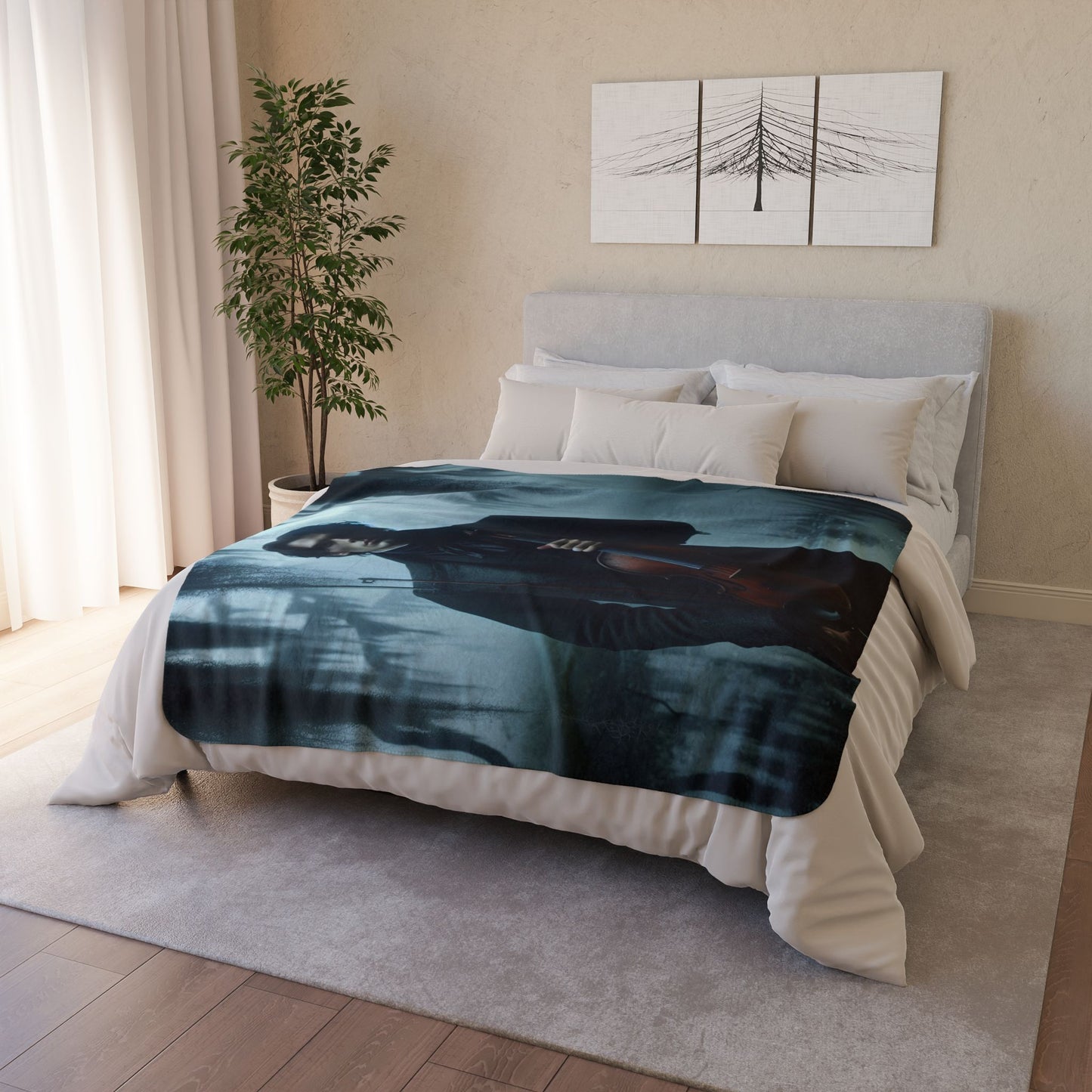 Mysterious violinist Fleece Sherpa Blanket