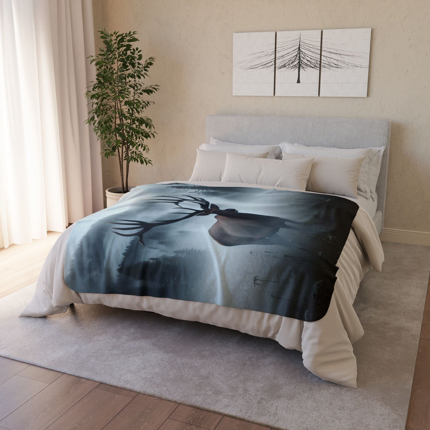 Snowbound Elk Fleece Sherpa Blanket