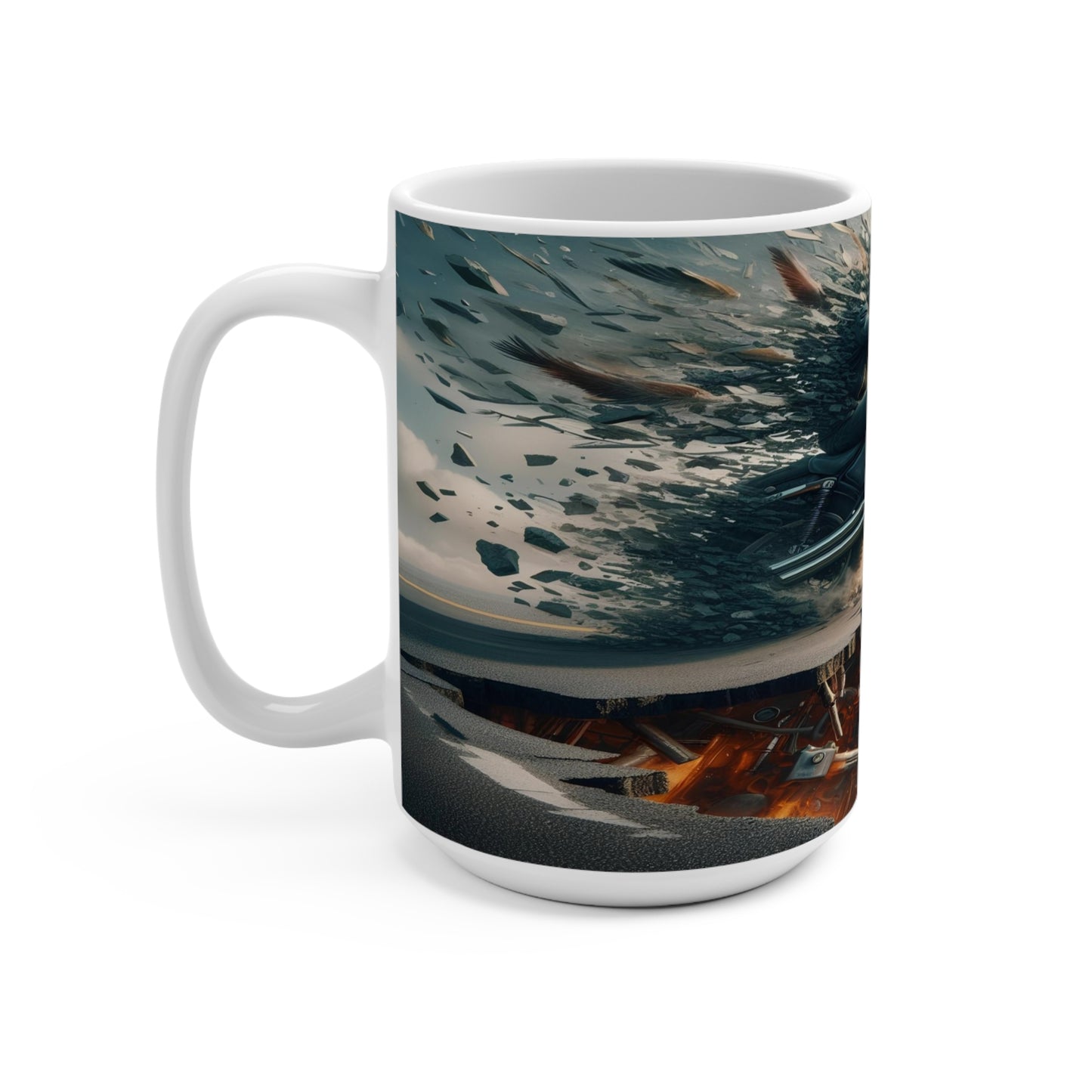 metal rider broken road Mug 15oz