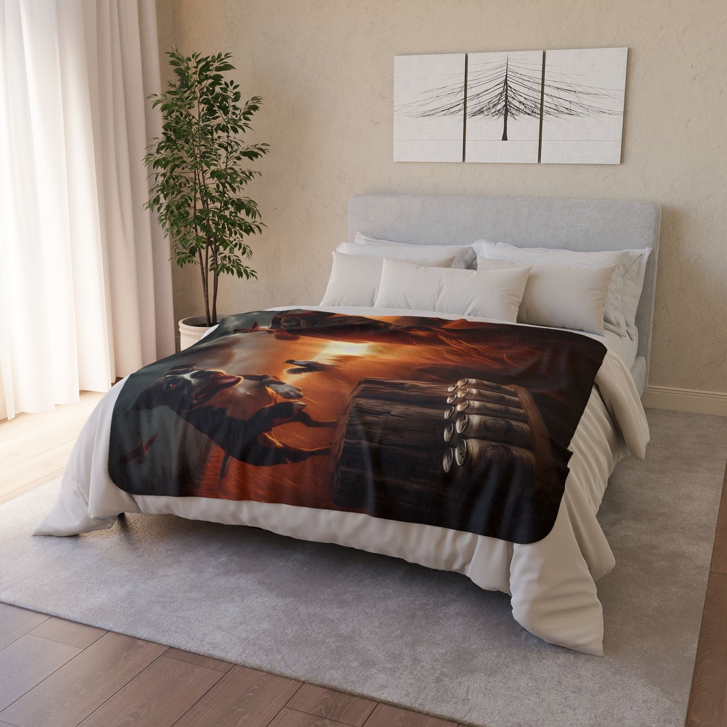 old man and his dog Fleece Sherpa Blanket