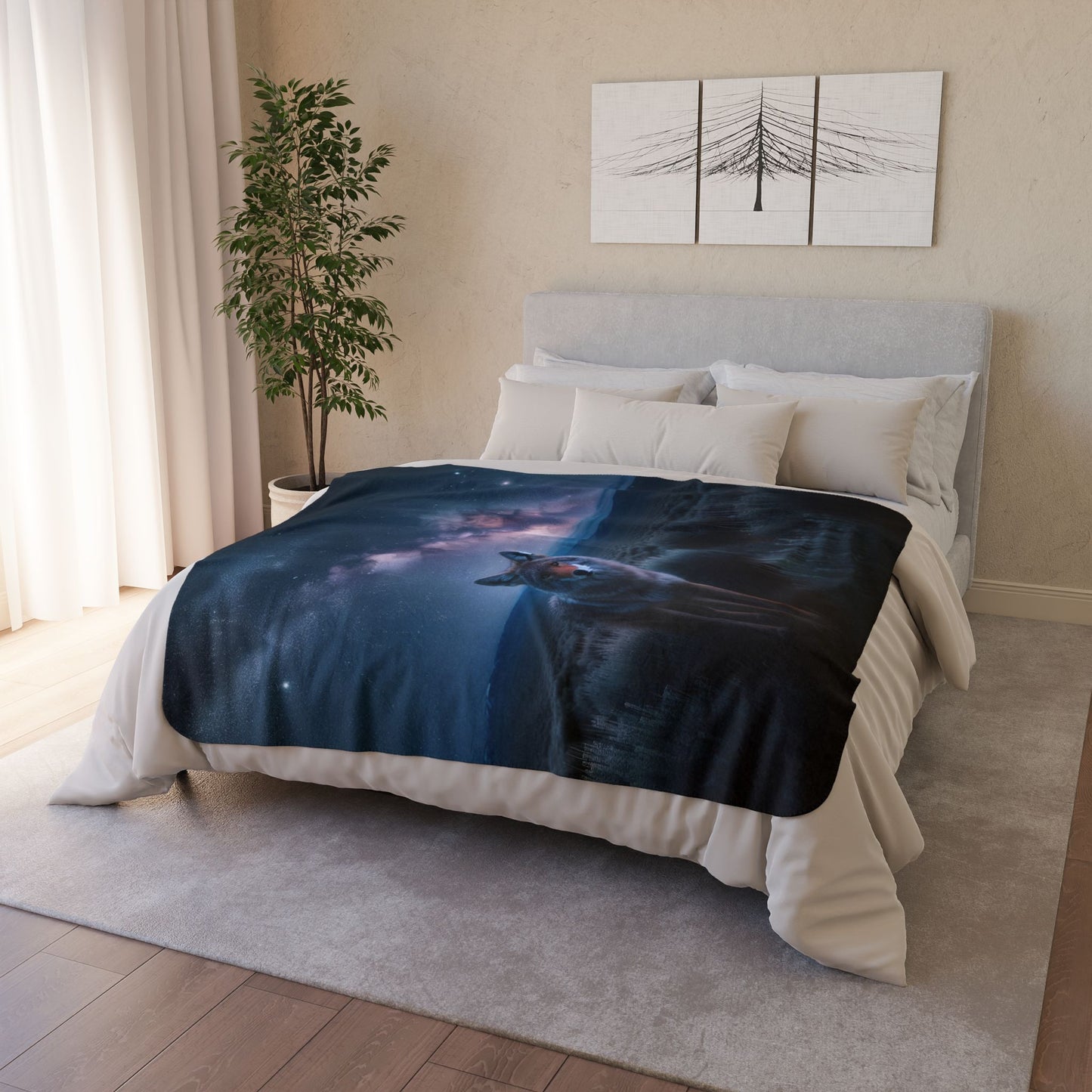 Celestial Coyote Sherpa Blanket