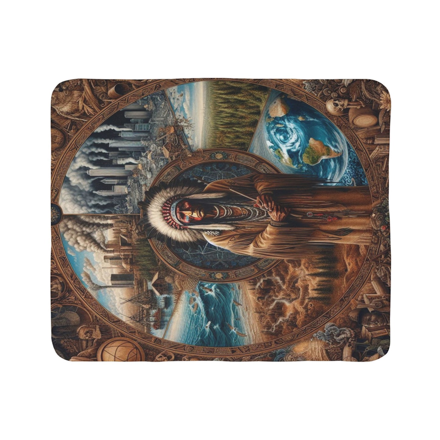 Echoes of a Lost Land Fleece Sherpa Blanket