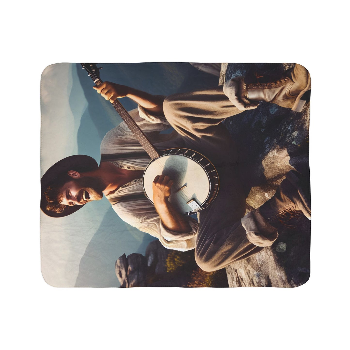 Appalachian banjo Fleece Sherpa Blanket