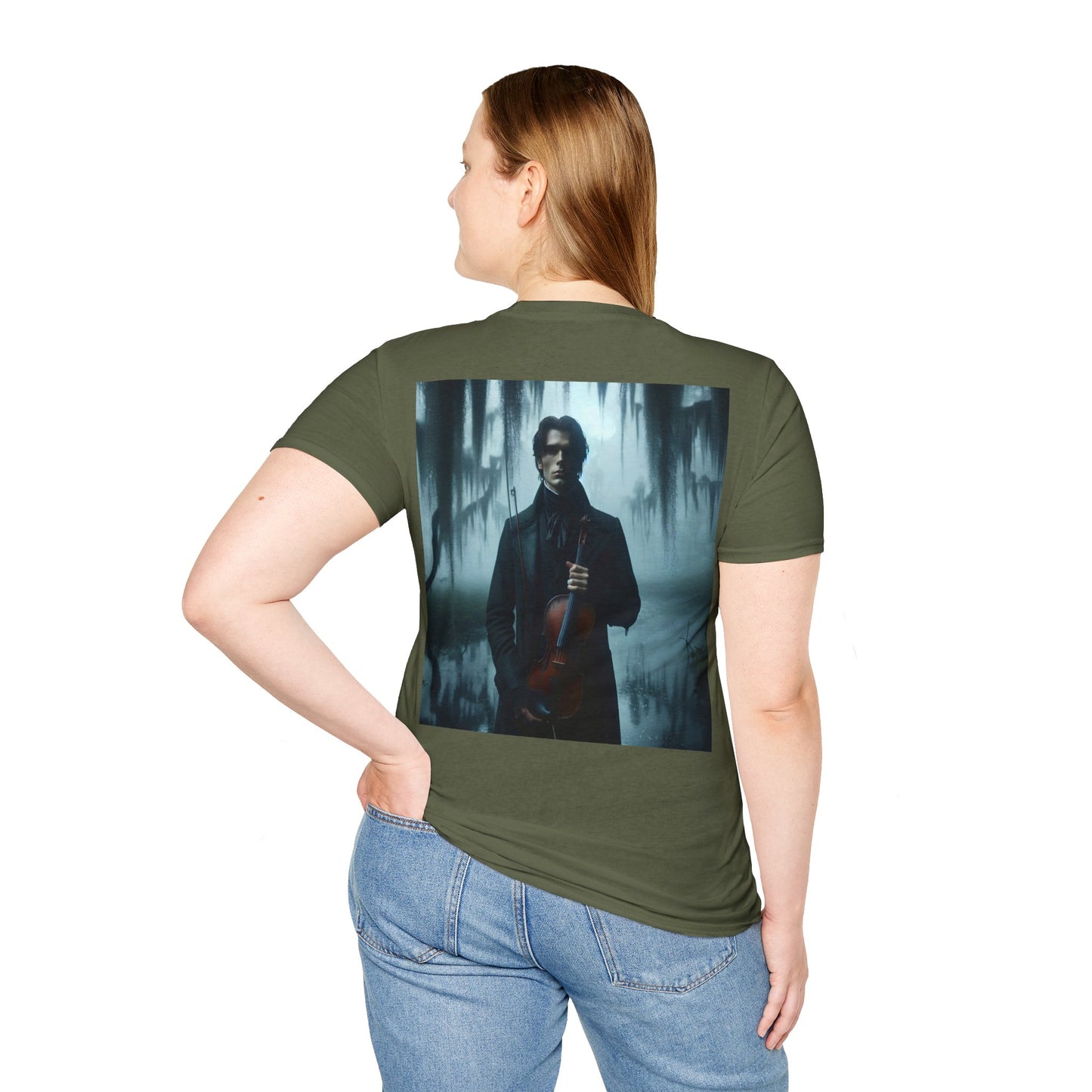 Mysterious violinist Unisex Softstyle T-Shirt