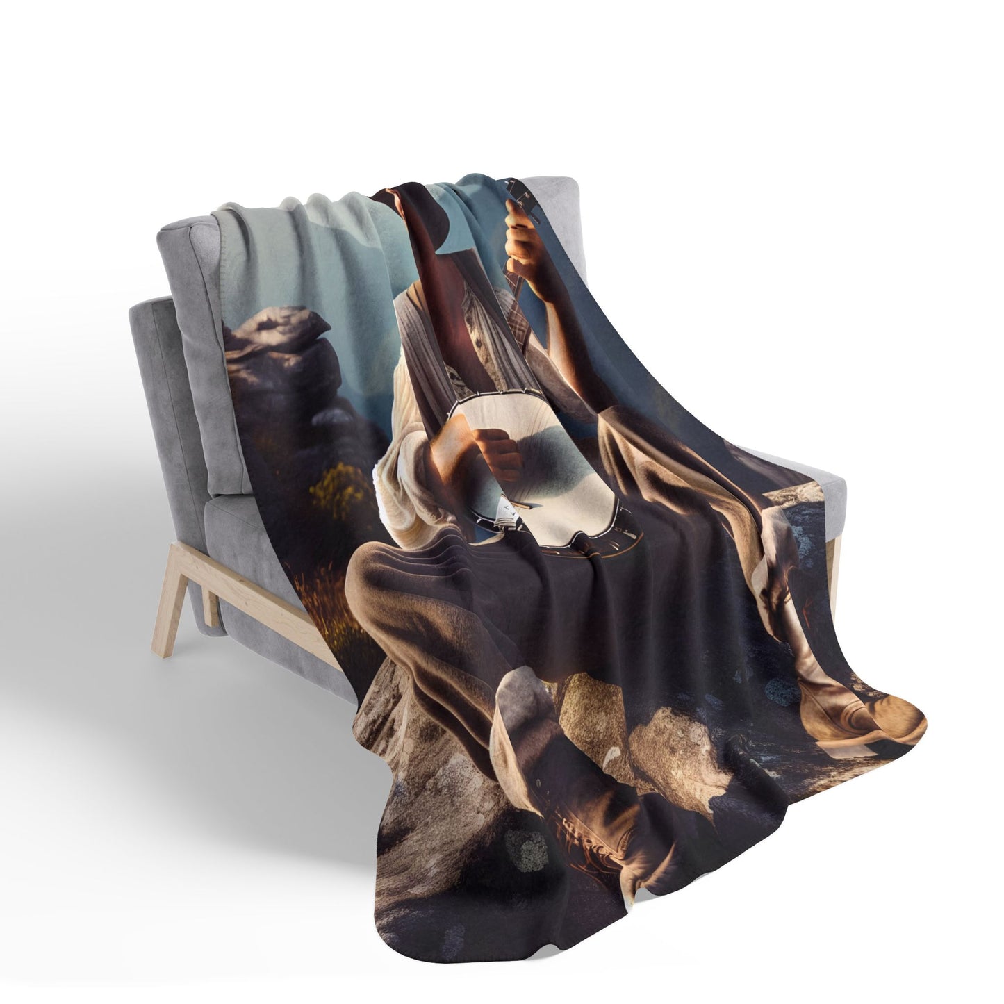 Appalachian banjo Fleece Sherpa Blanket