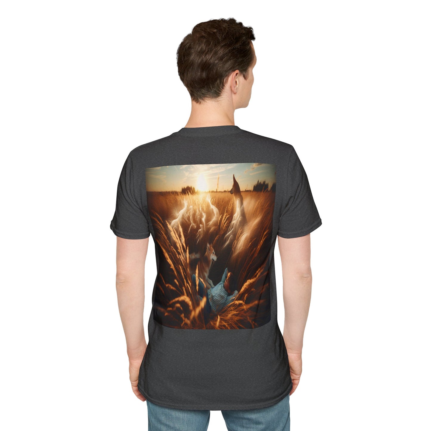 kid and his dog Unisex Softstyle T-Shirt