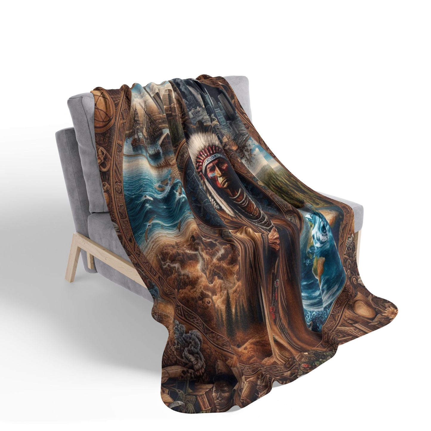 Echoes of a Lost Land Fleece Sherpa Blanket