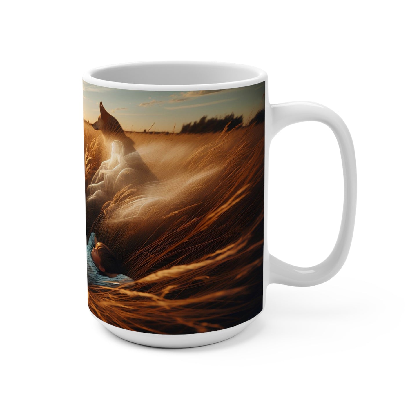 country kid and his dog Mug 15oz