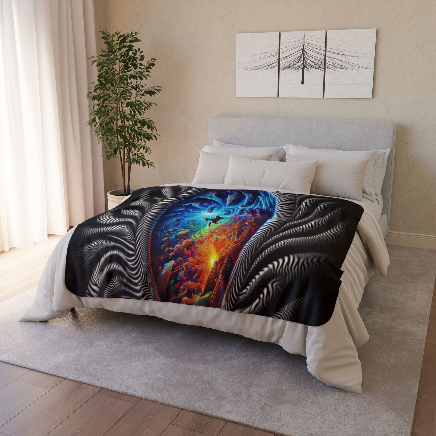 Cosmic Gaze Fleece Sherpa Blanket
