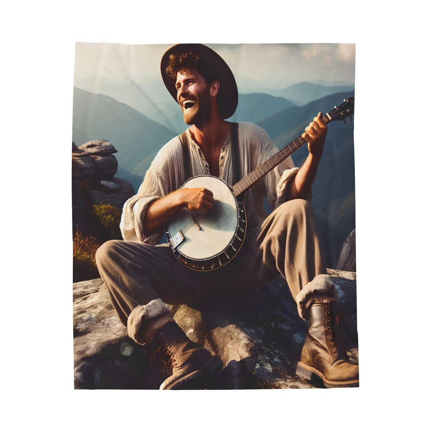 Appalachian banjo Velveteen Plush Blanket