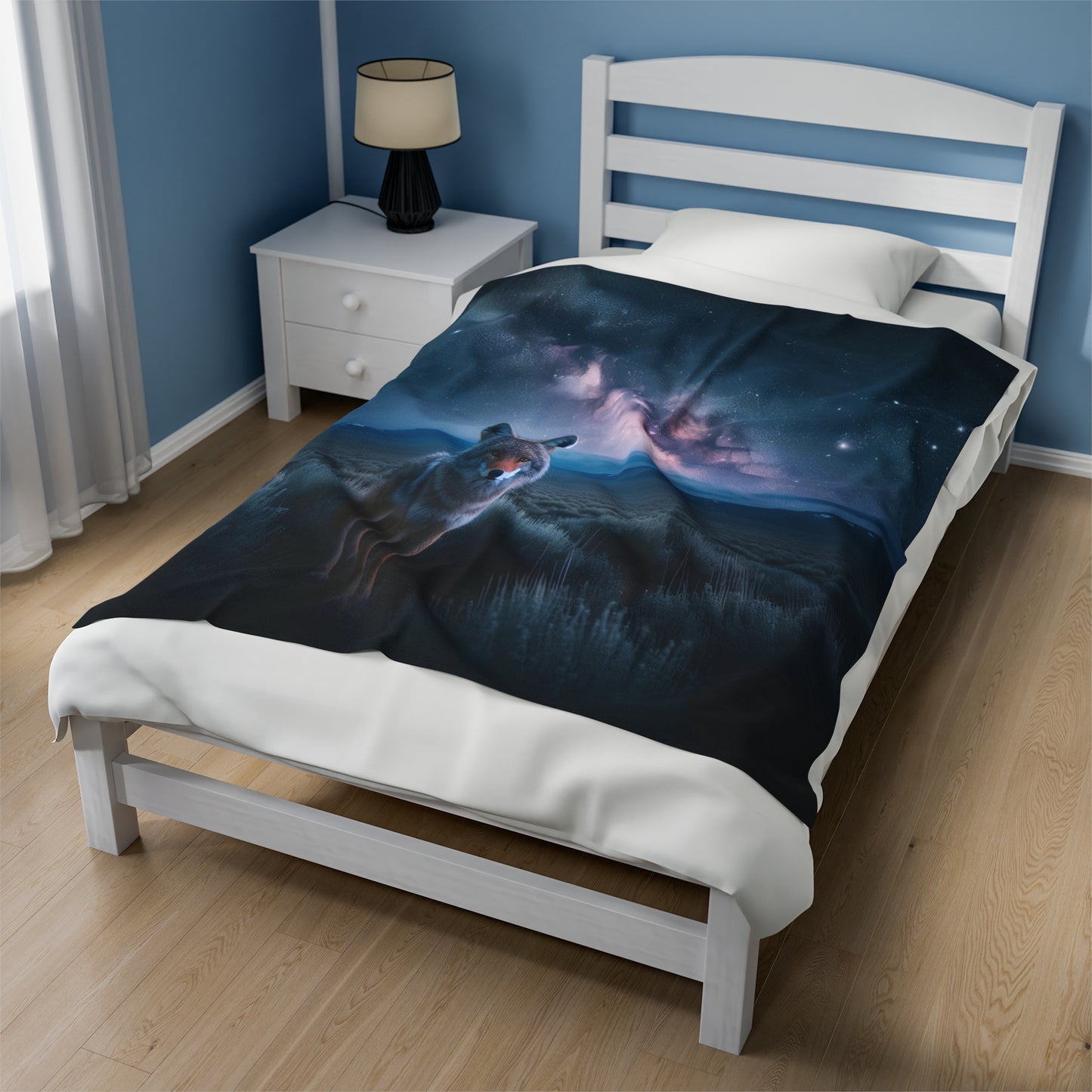 Celestial Coyote Plush Blanket