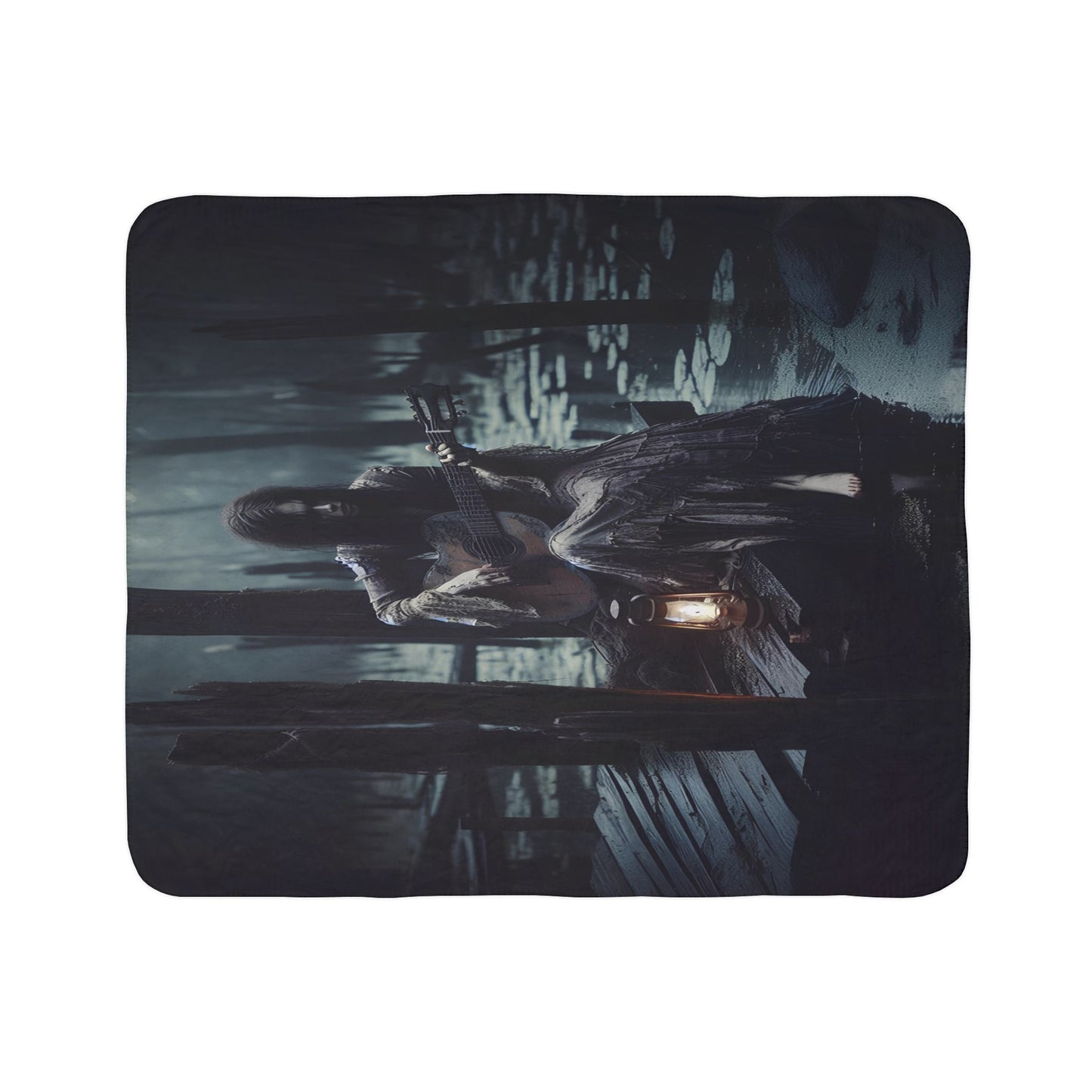 Bayou guitar Fleece Sherpa Blanket