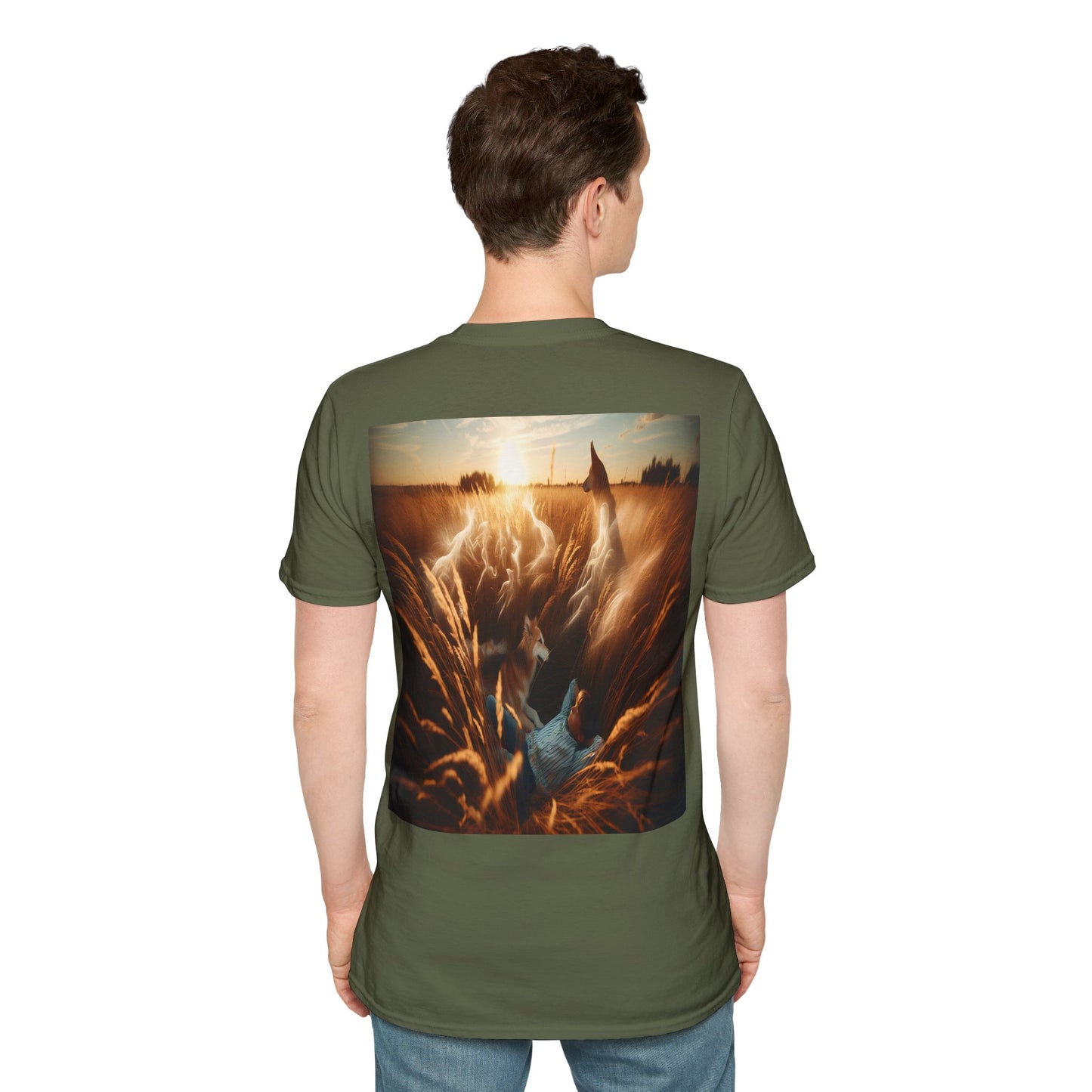 kid and his dog Unisex Softstyle T-Shirt