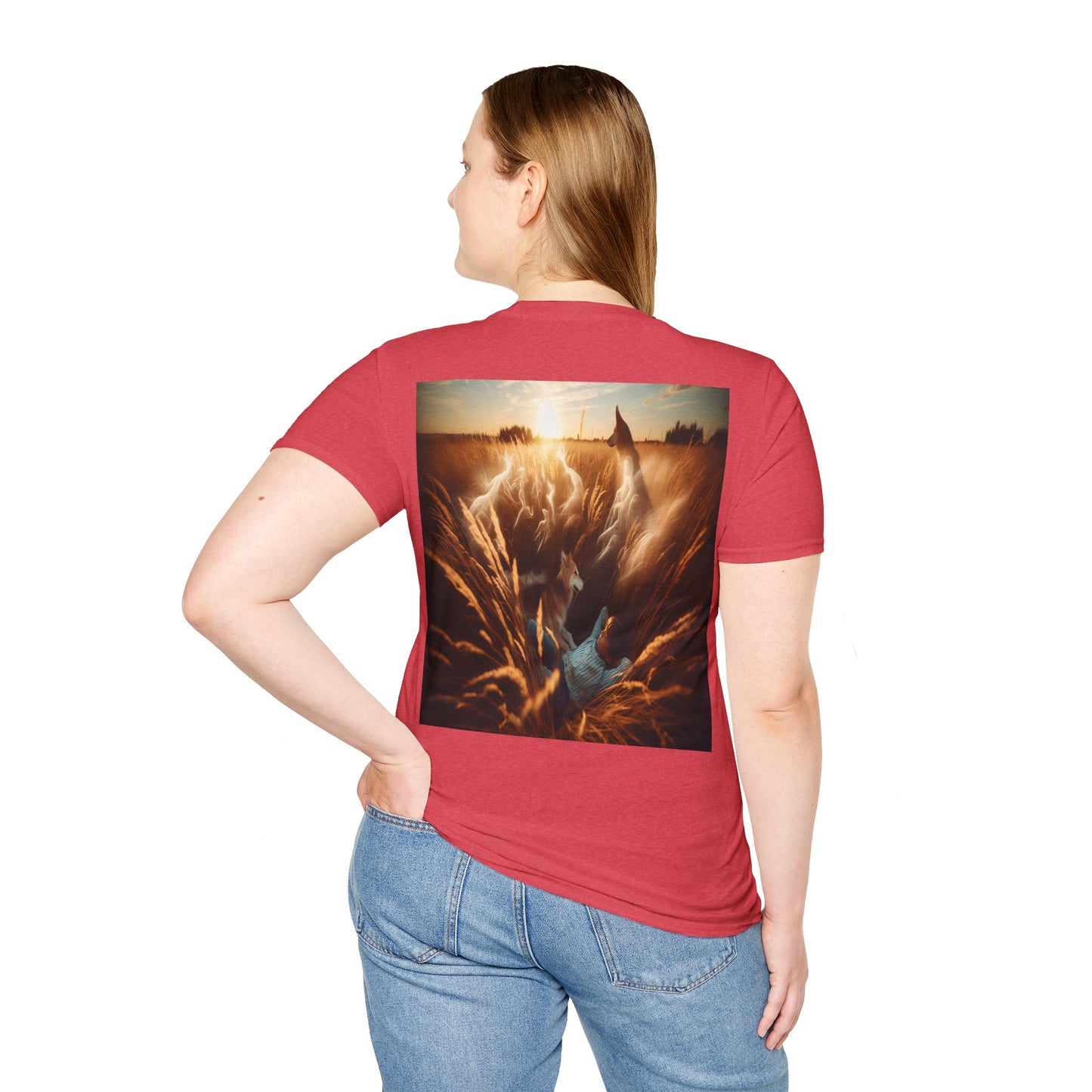 kid and his dog Unisex Softstyle T-Shirt