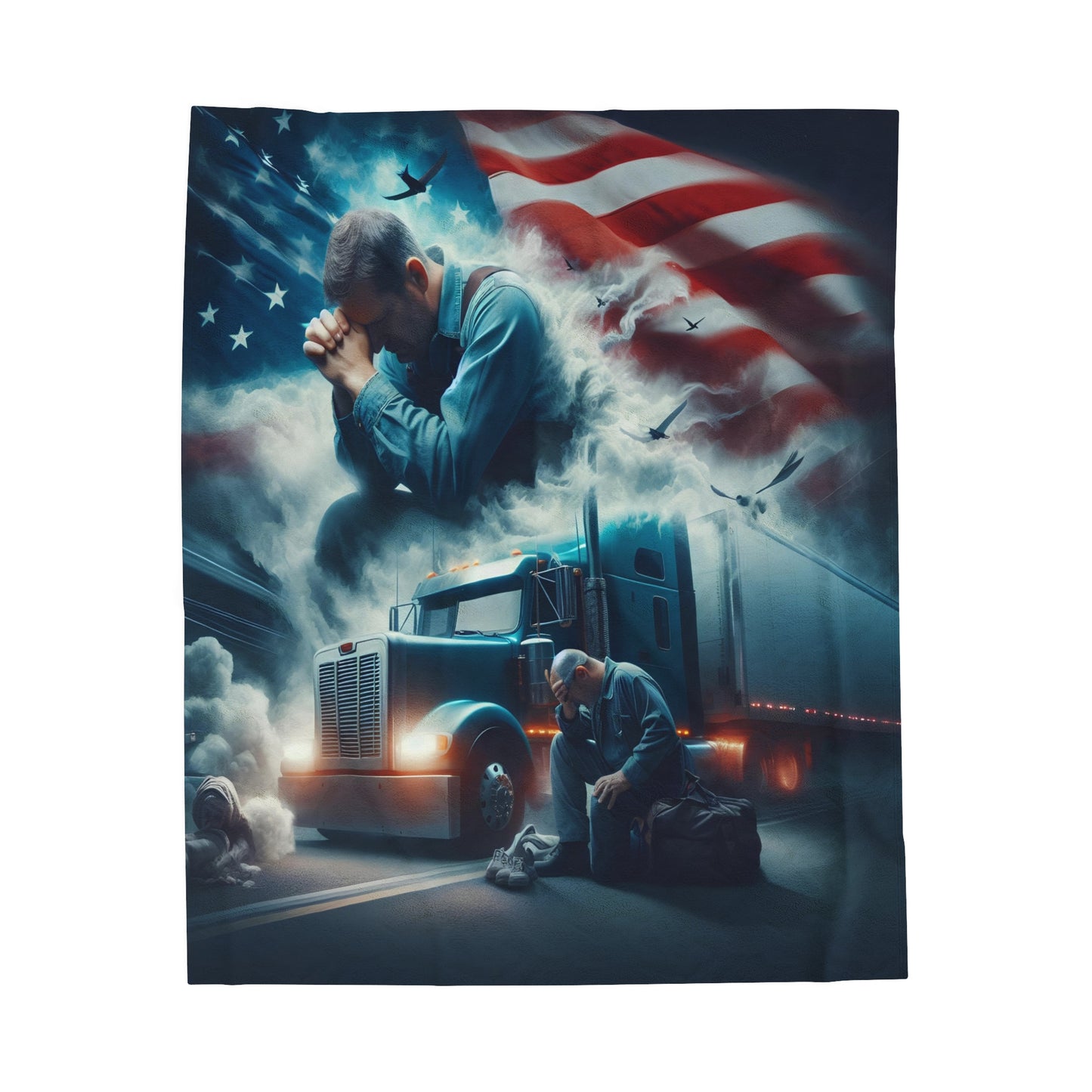 truckers prayer Velveteen Plush Blanket