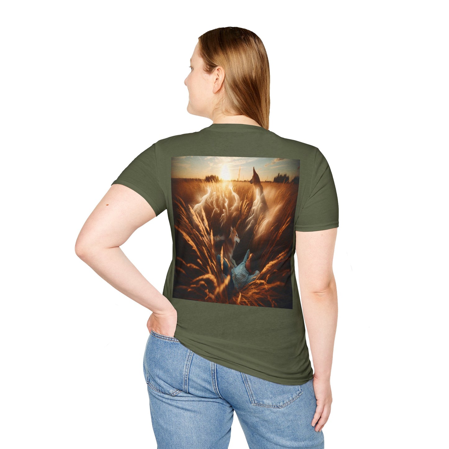 kid and his dog Unisex Softstyle T-Shirt