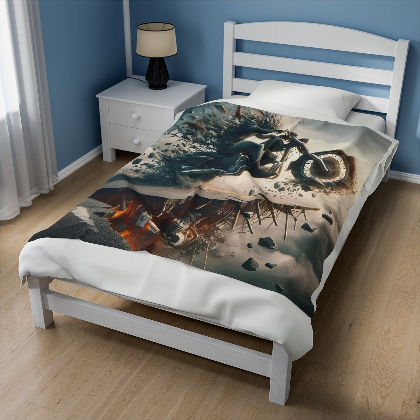 Metal Rider broken Road Velveteen Plush Blanket