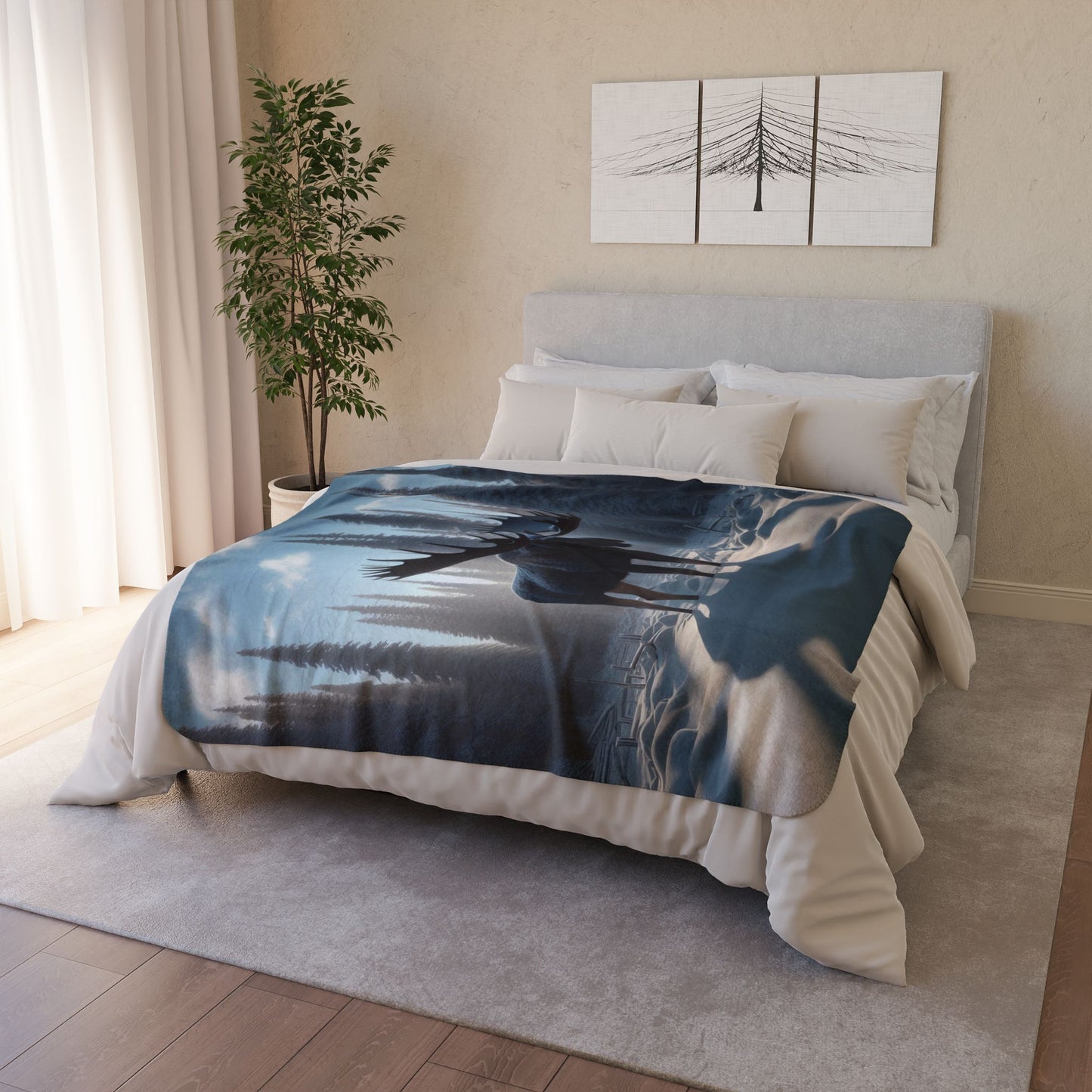 Snowy Bull Fleece Sherpa Blanket
