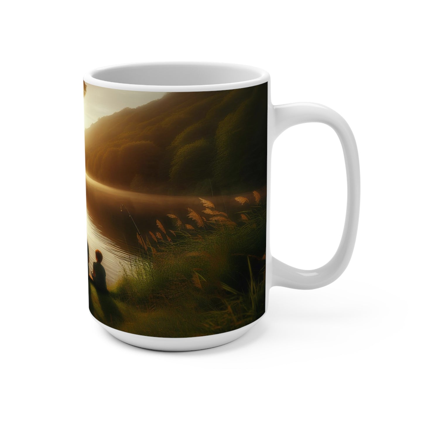 father and son fishing moment Mug 15oz
