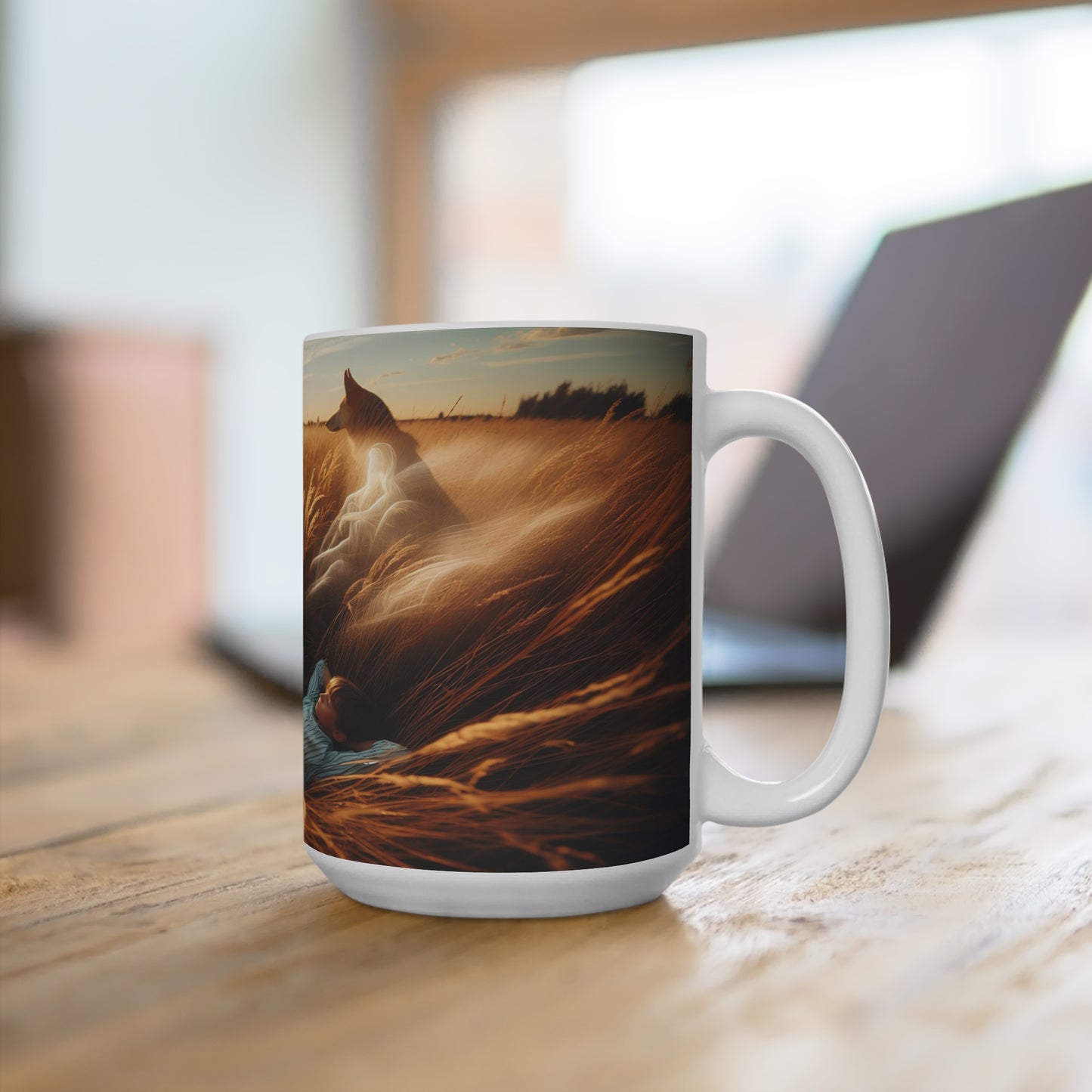 country kid and his dog Mug 15oz