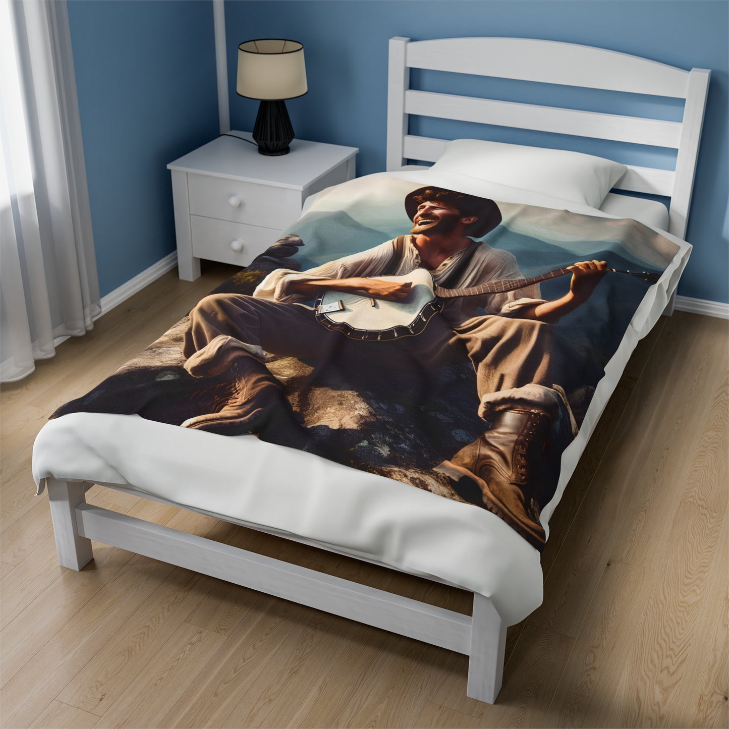 Appalachian banjo Velveteen Plush Blanket