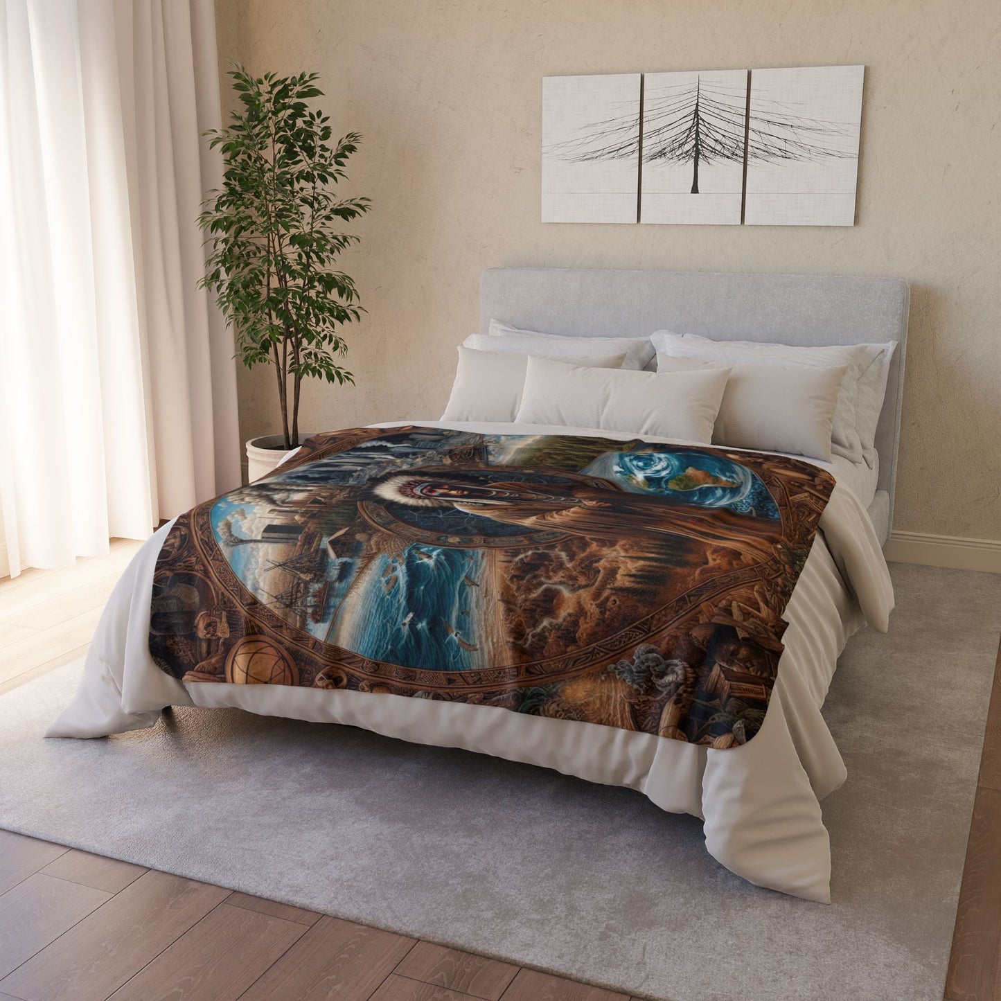 Echoes of a Lost Land Fleece Sherpa Blanket