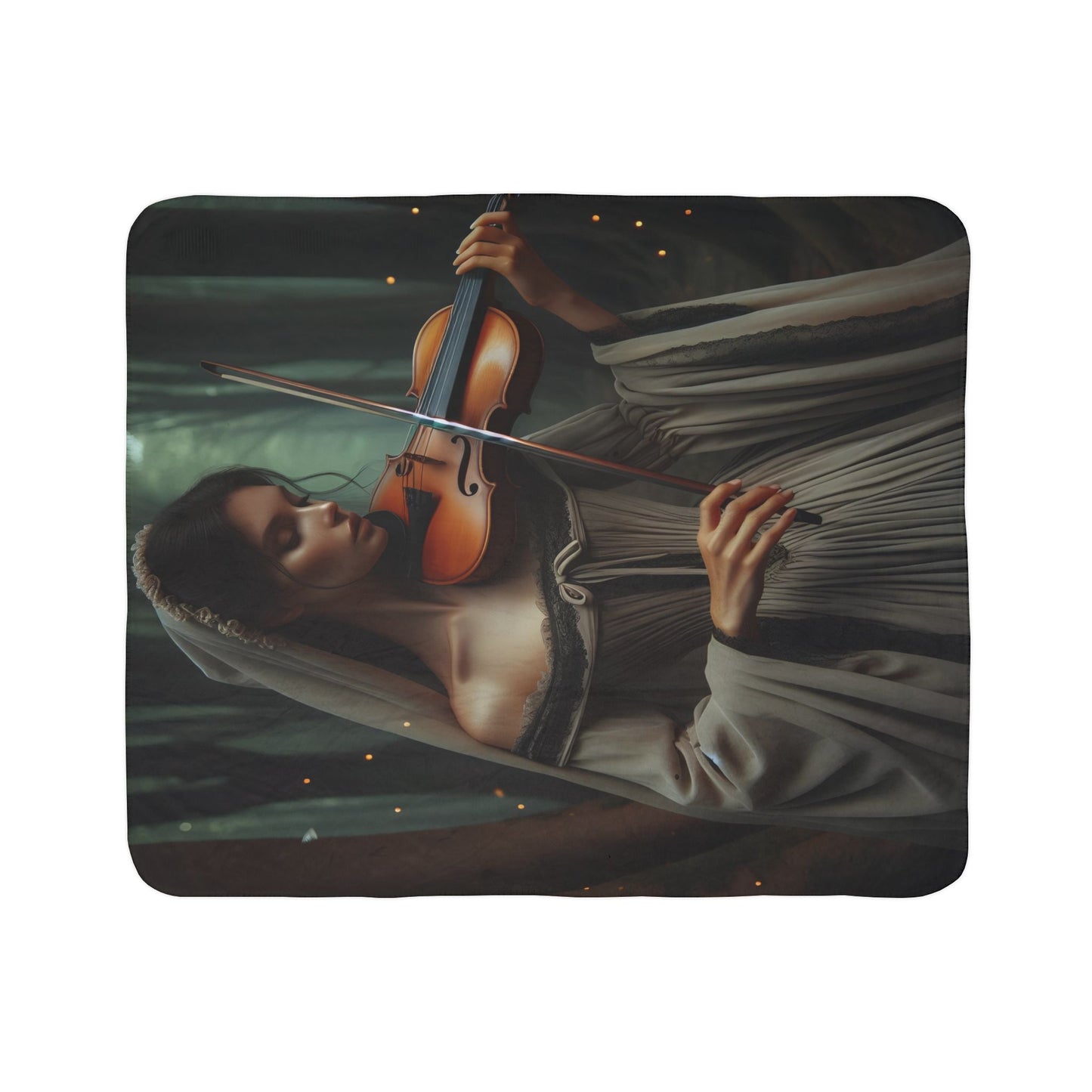 Melody of the Past: Violin Serenade Fleece Sherpa Blanket