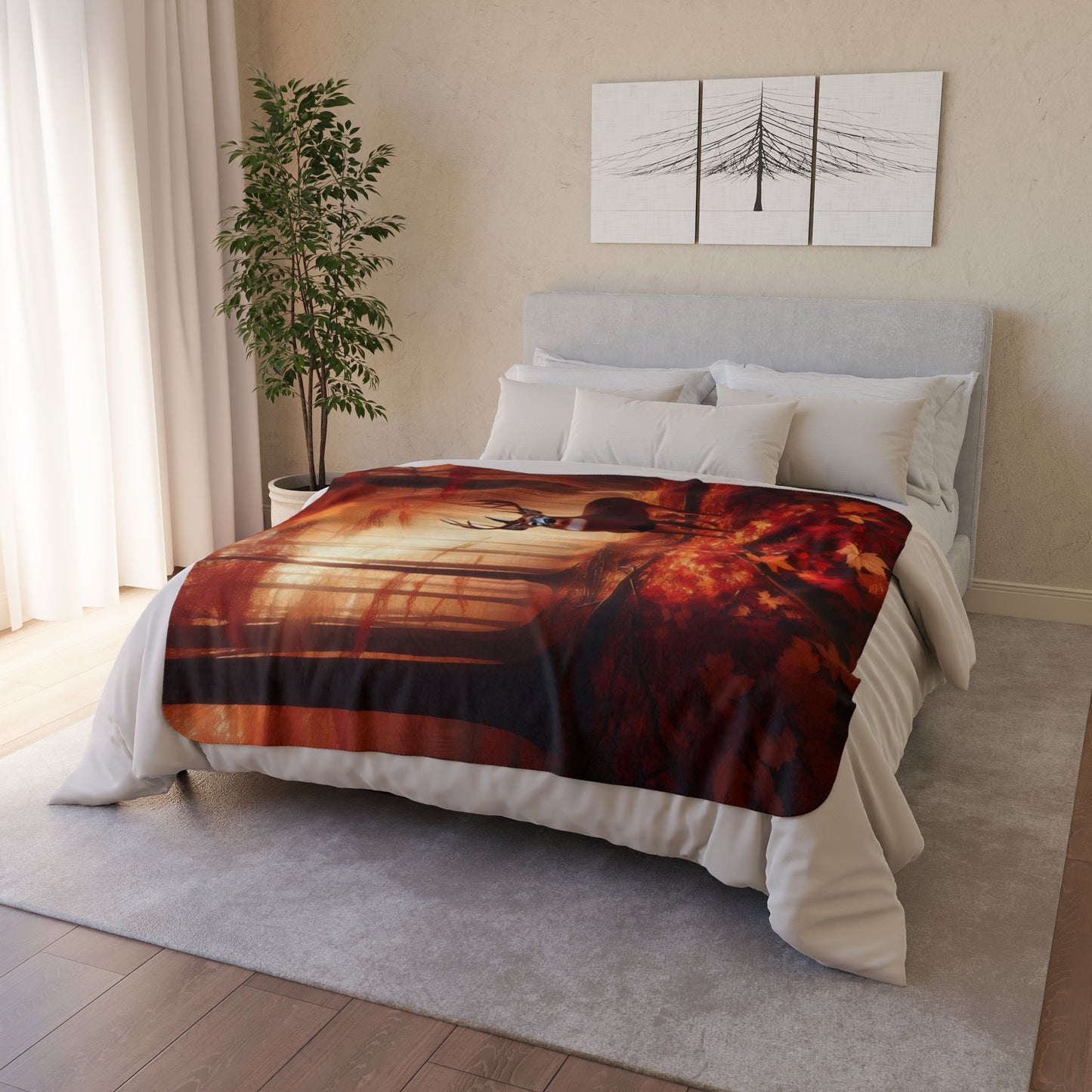 Antlered Silence Fleece Sherpa Blanket