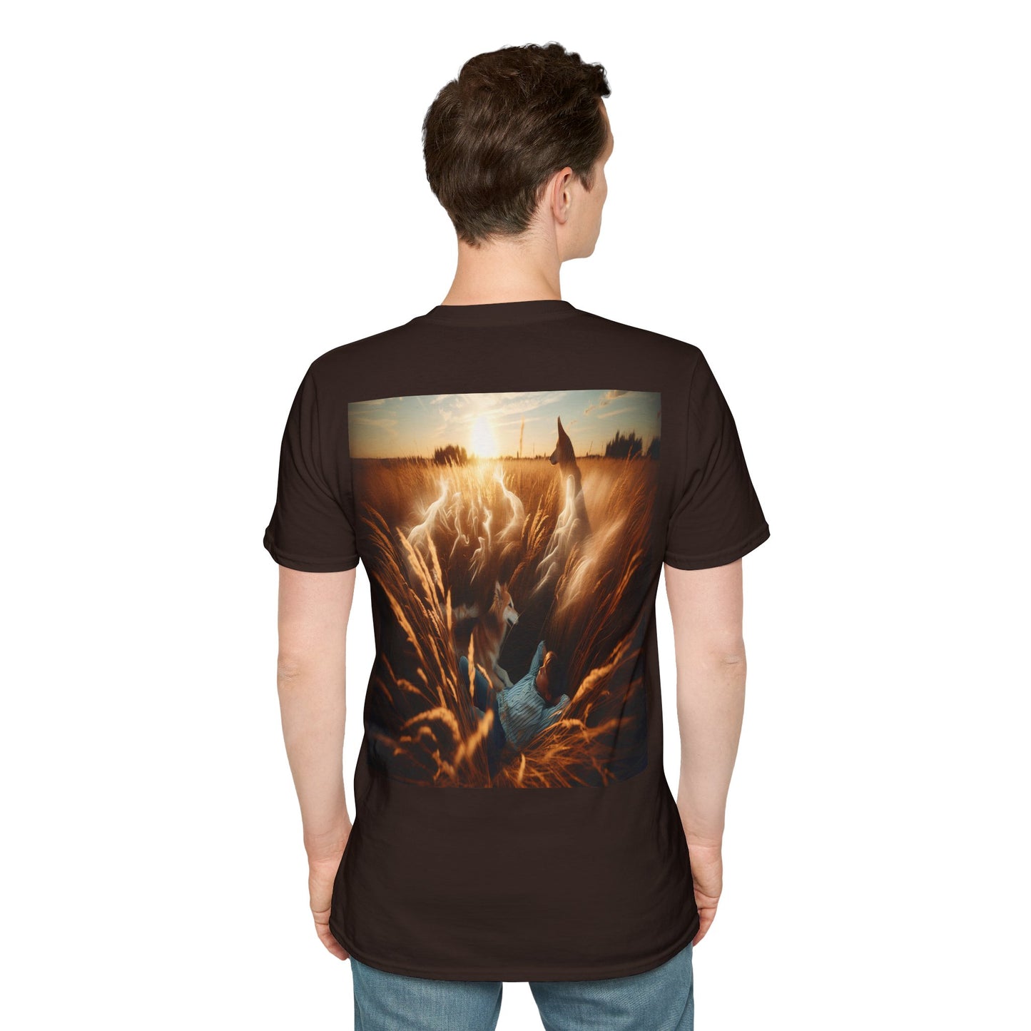kid and his dog Unisex Softstyle T-Shirt