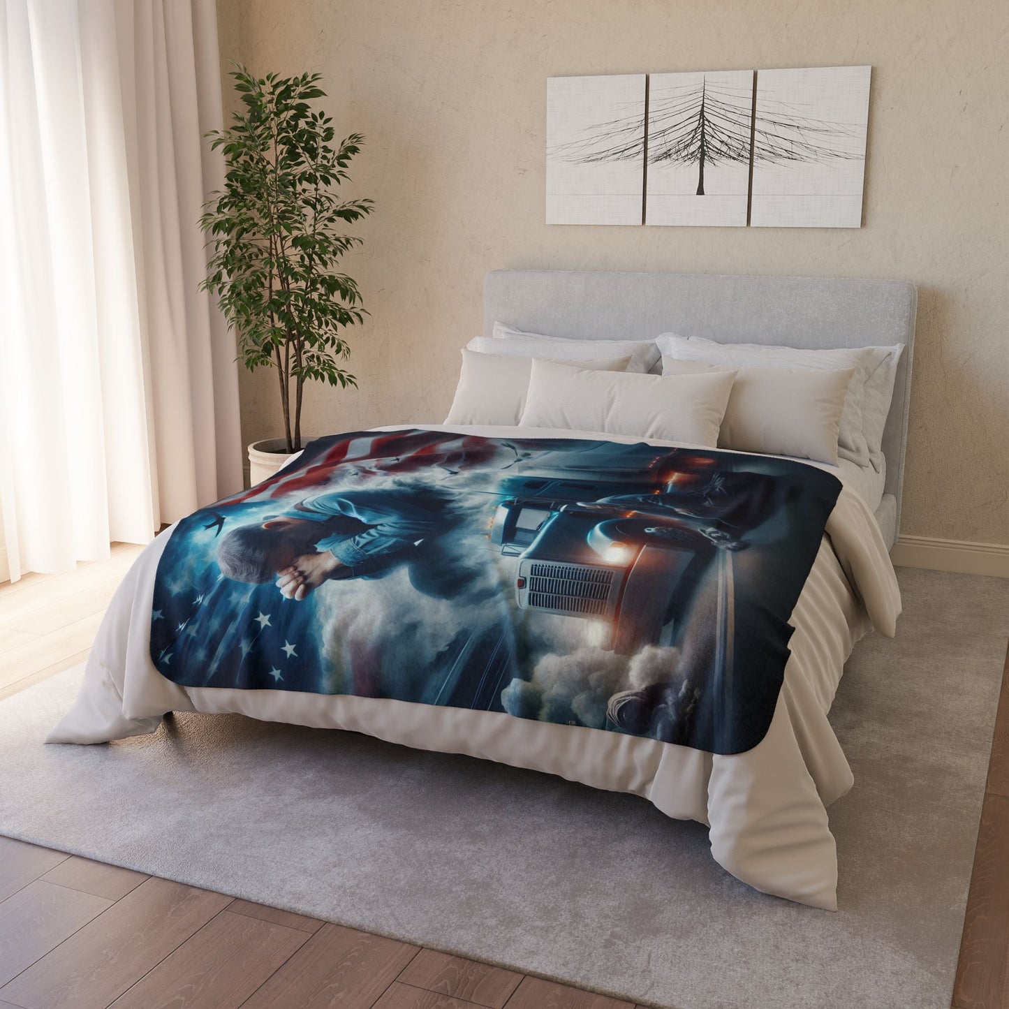 a truckers prayerFleece Sherpa Blanket
