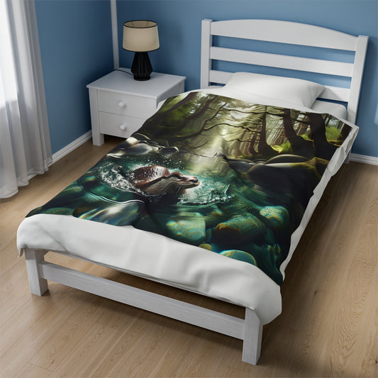 Playful Currents Velveteen Plush Blanket