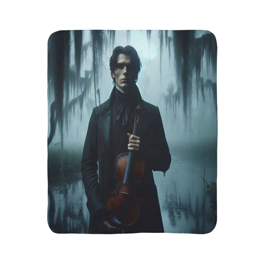 Mysterious violinist Fleece Sherpa Blanket