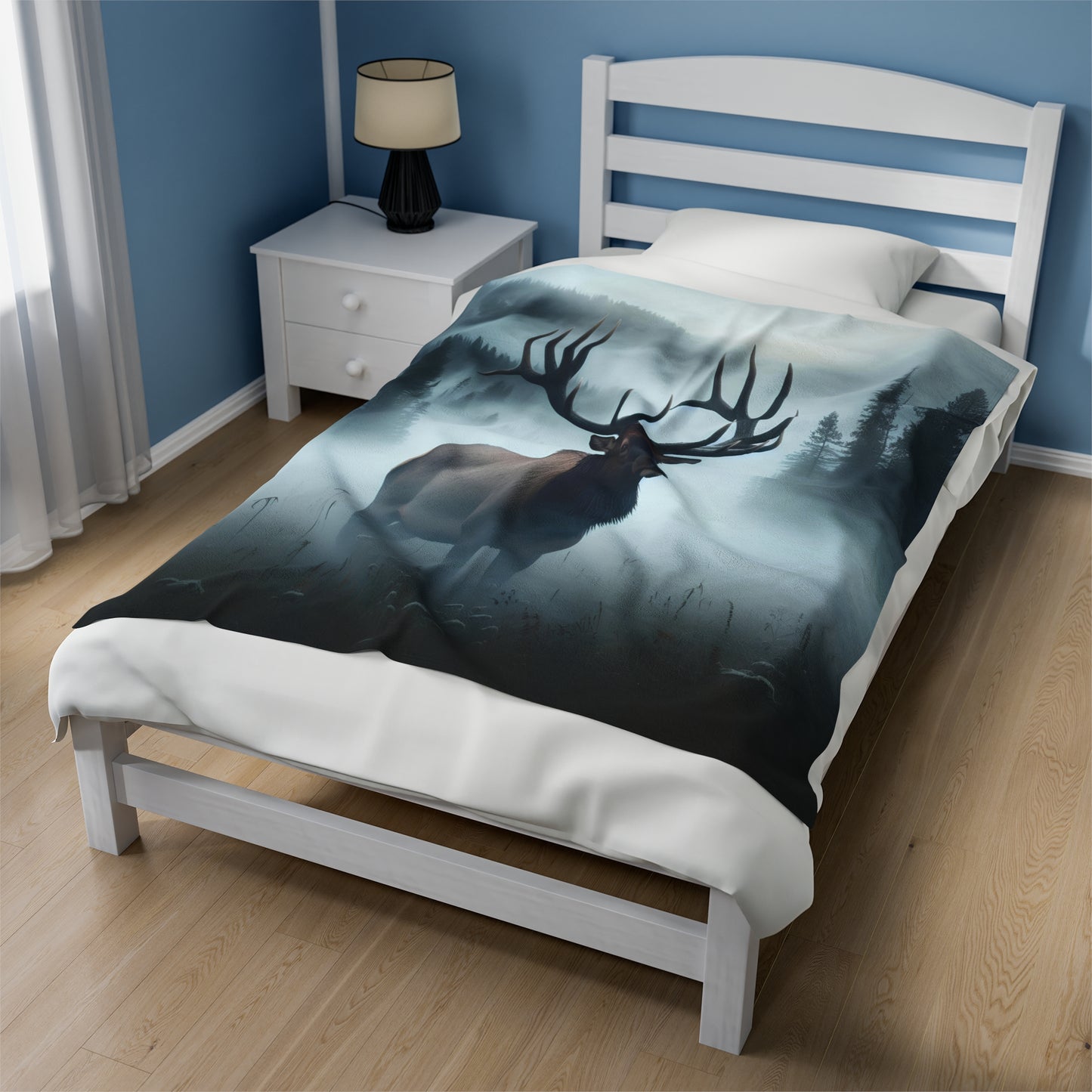 Snowbound Elk Velveteen Plush Blanket