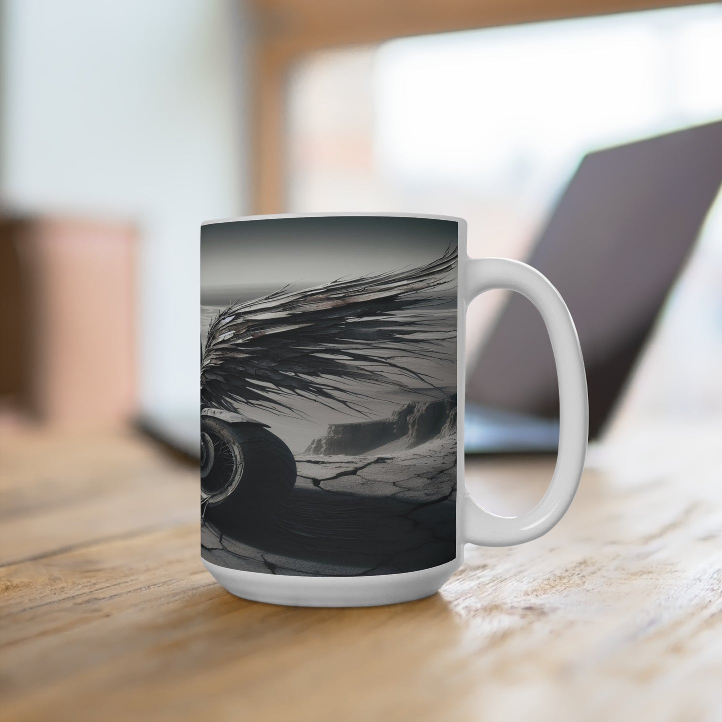 metal rider lonely desert Mug 15oz