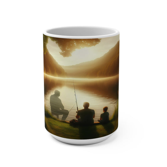 father and son fishing moment Mug 15oz
