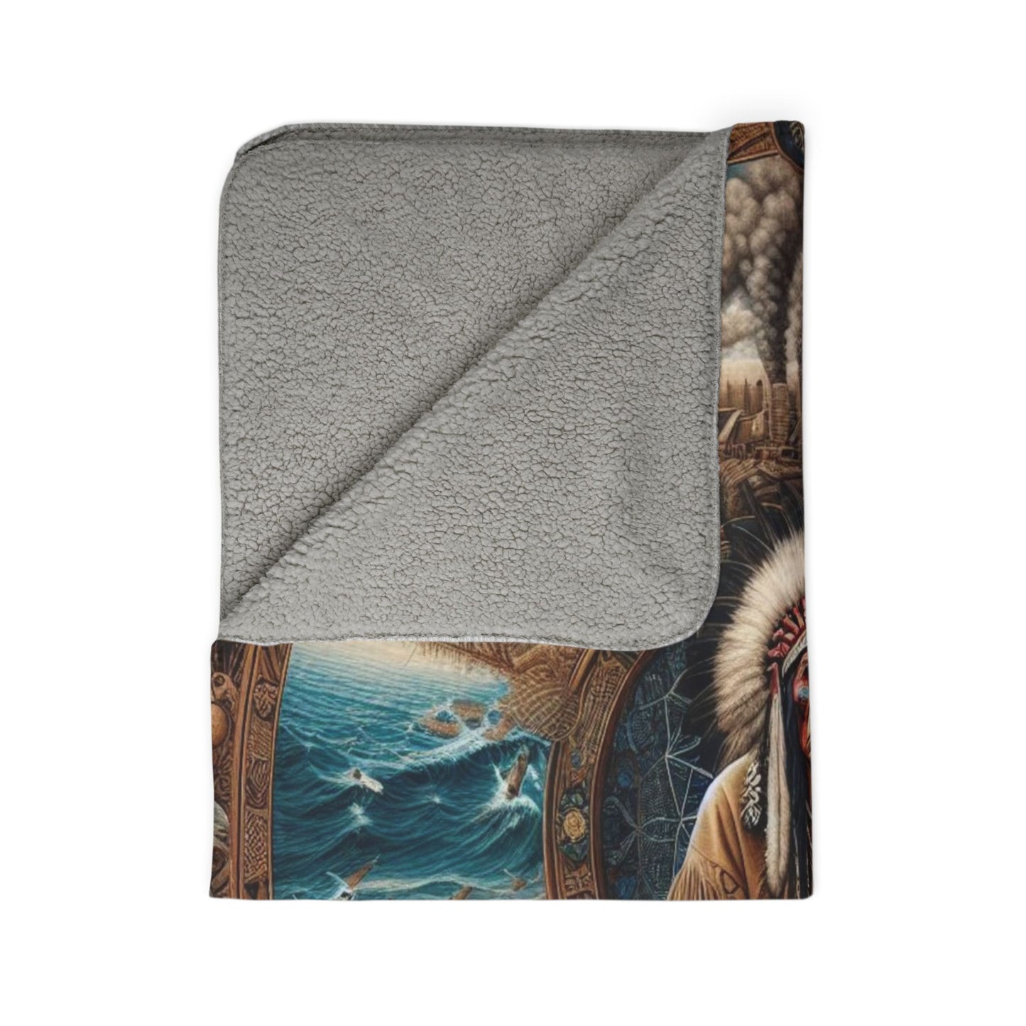 Echoes of a Lost Land Fleece Sherpa Blanket