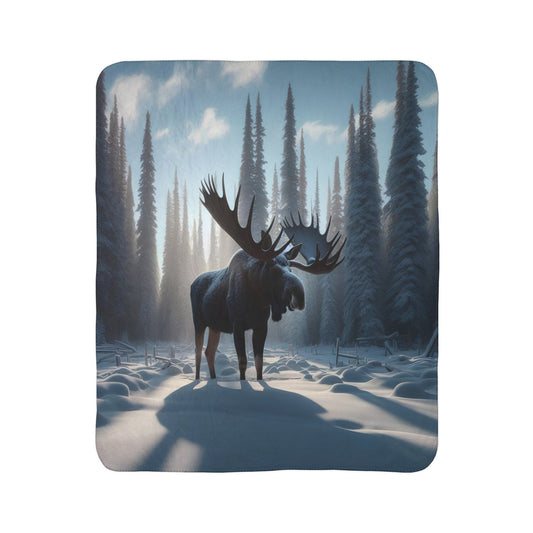 Snowy Bull Fleece Sherpa Blanket