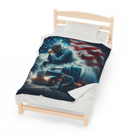 truckers prayer Velveteen Plush Blanket
