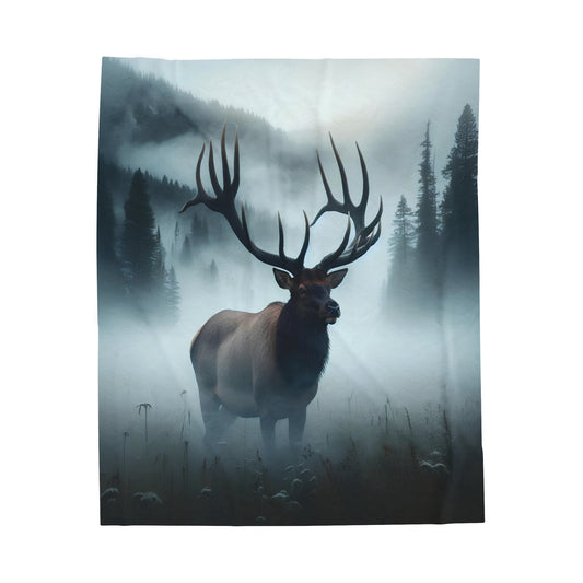 Snowbound Elk Velveteen Plush Blanket