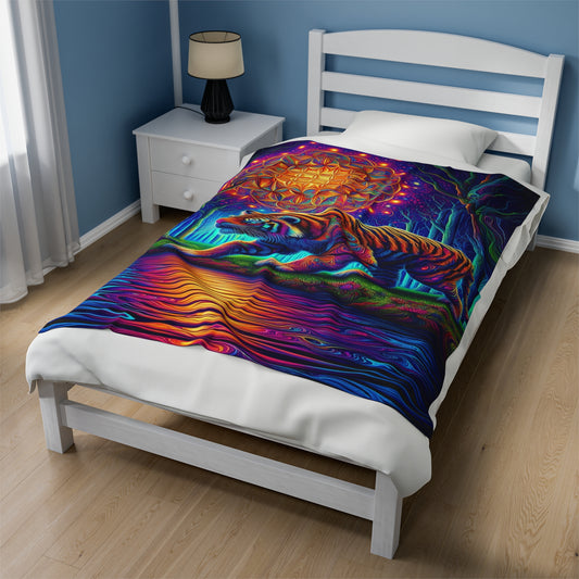 Tiger’s Trance Velveteen Plush Blanket