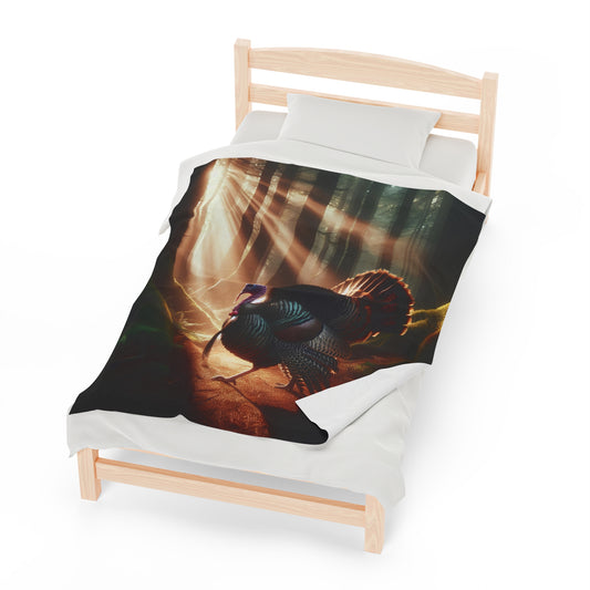 Sunlit Gobbler Velveteen Plush Blanket
