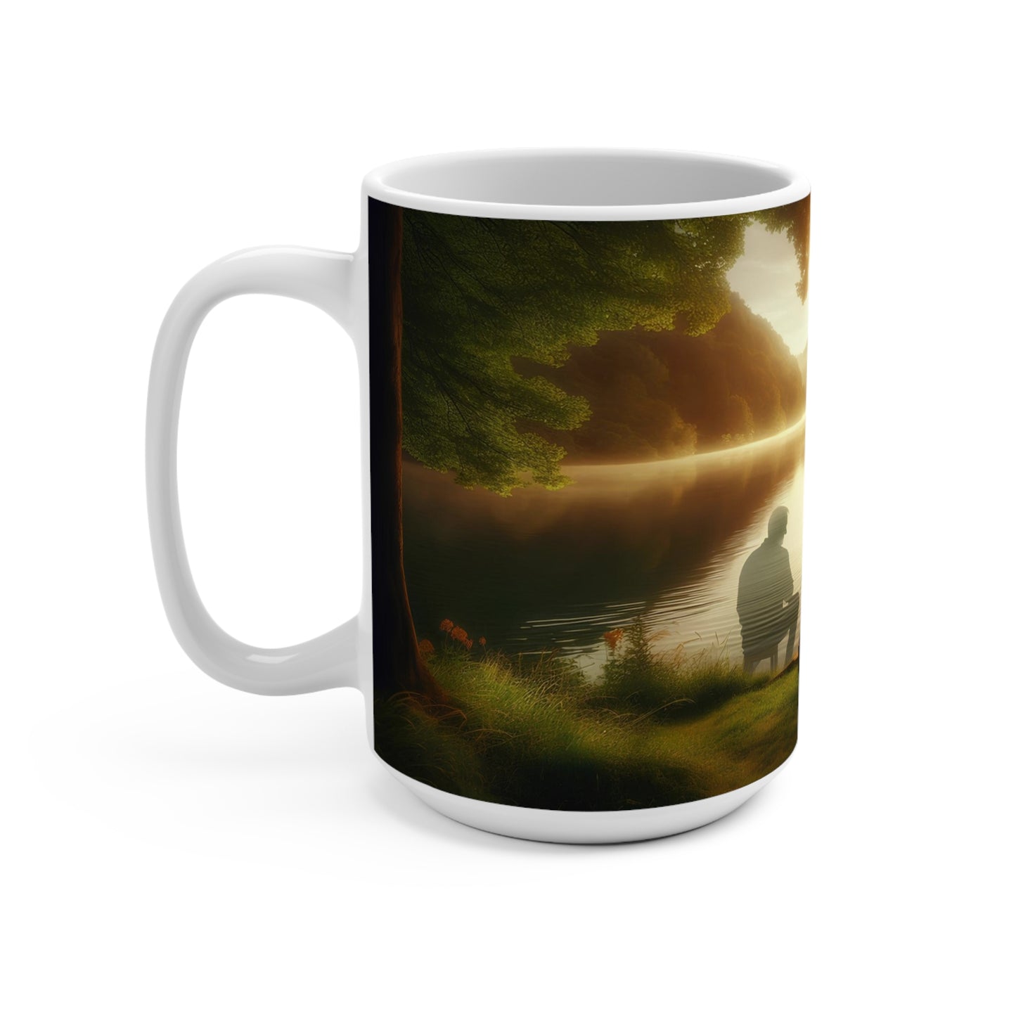 father and son fishing moment Mug 15oz