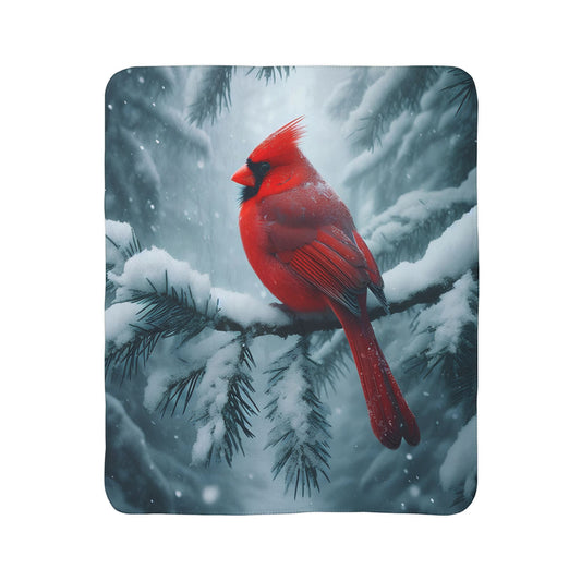 Snowglow Cardinal Fleece Sherpa Blanket