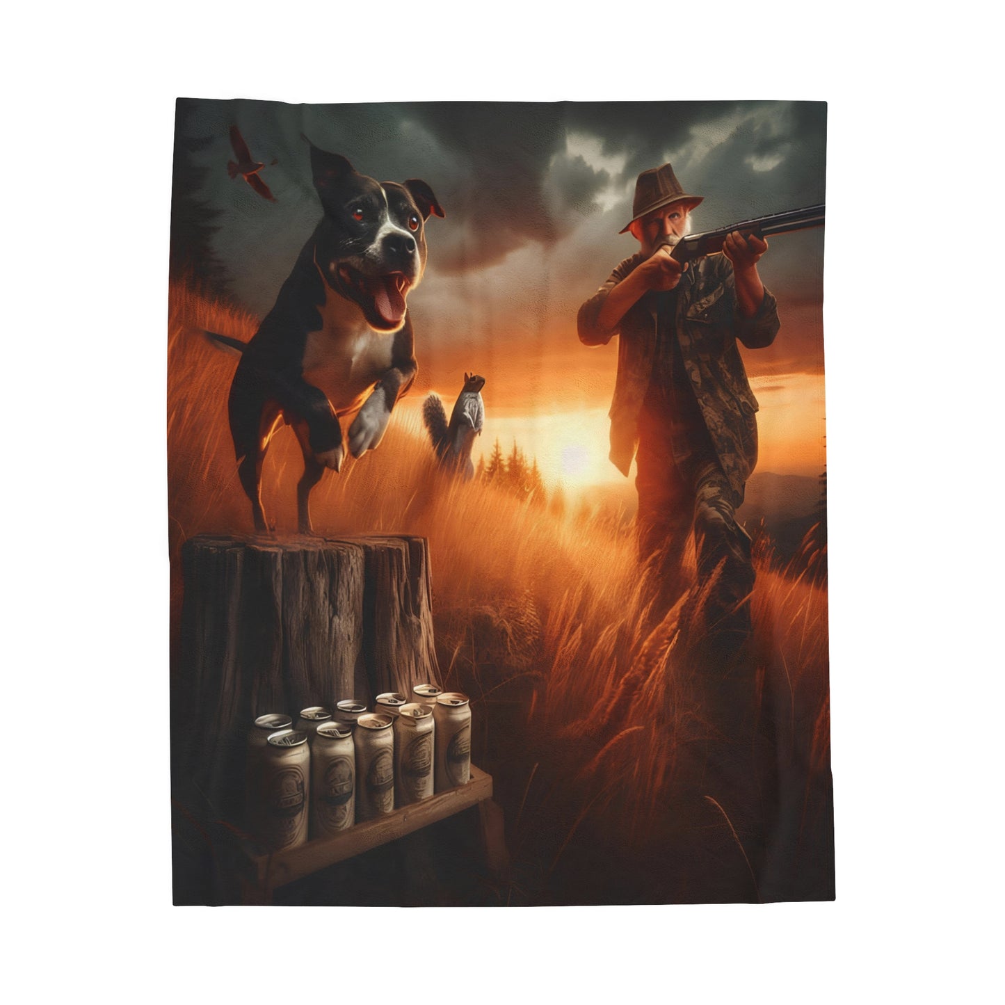 old man and his dog Velveteen Plush Blanket