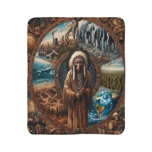 Echoes of a Lost Land Fleece Sherpa Blanket